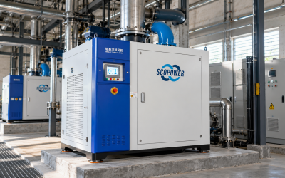 SCOPOWER magnetic levitation turbo blower installed in an industrial facility